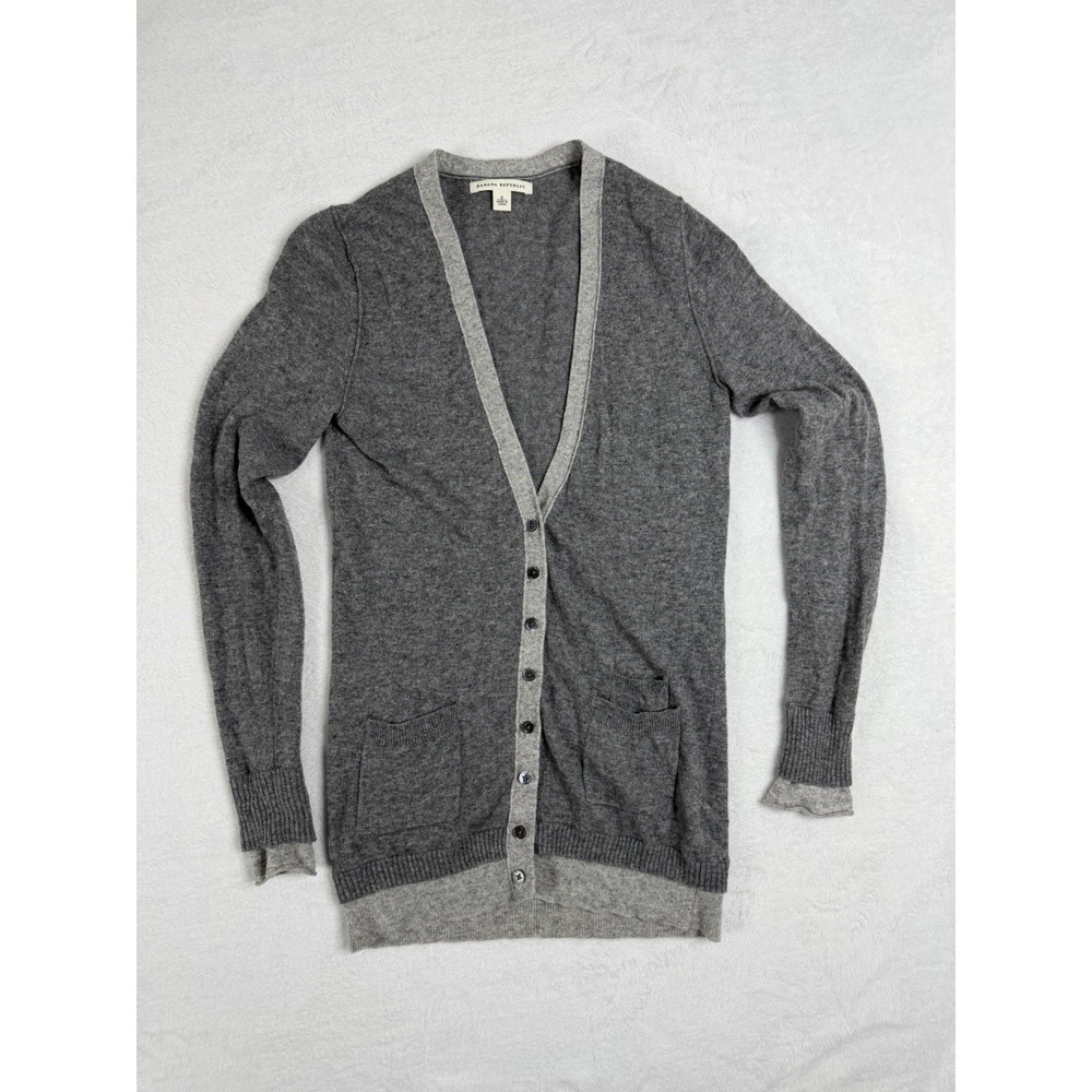 Banana Republic Button Front Cardigan Wool Cashmere Blend Women S Gray V-Neck